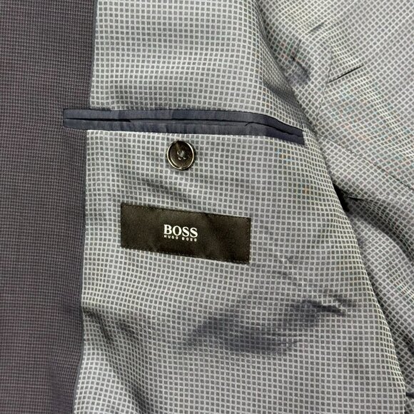 Hugo Boss Suit 2pc Micro-Check Textured Navy Blue Wool Keys/Shaft 46R 40x30 - Picture 7 of 12